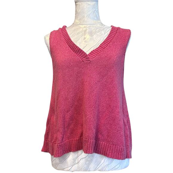 Anthropologie Pink Knit Top Womens Sz XS V Neck Sleeveless Flowy Summer Boho - Picture 1 of 16